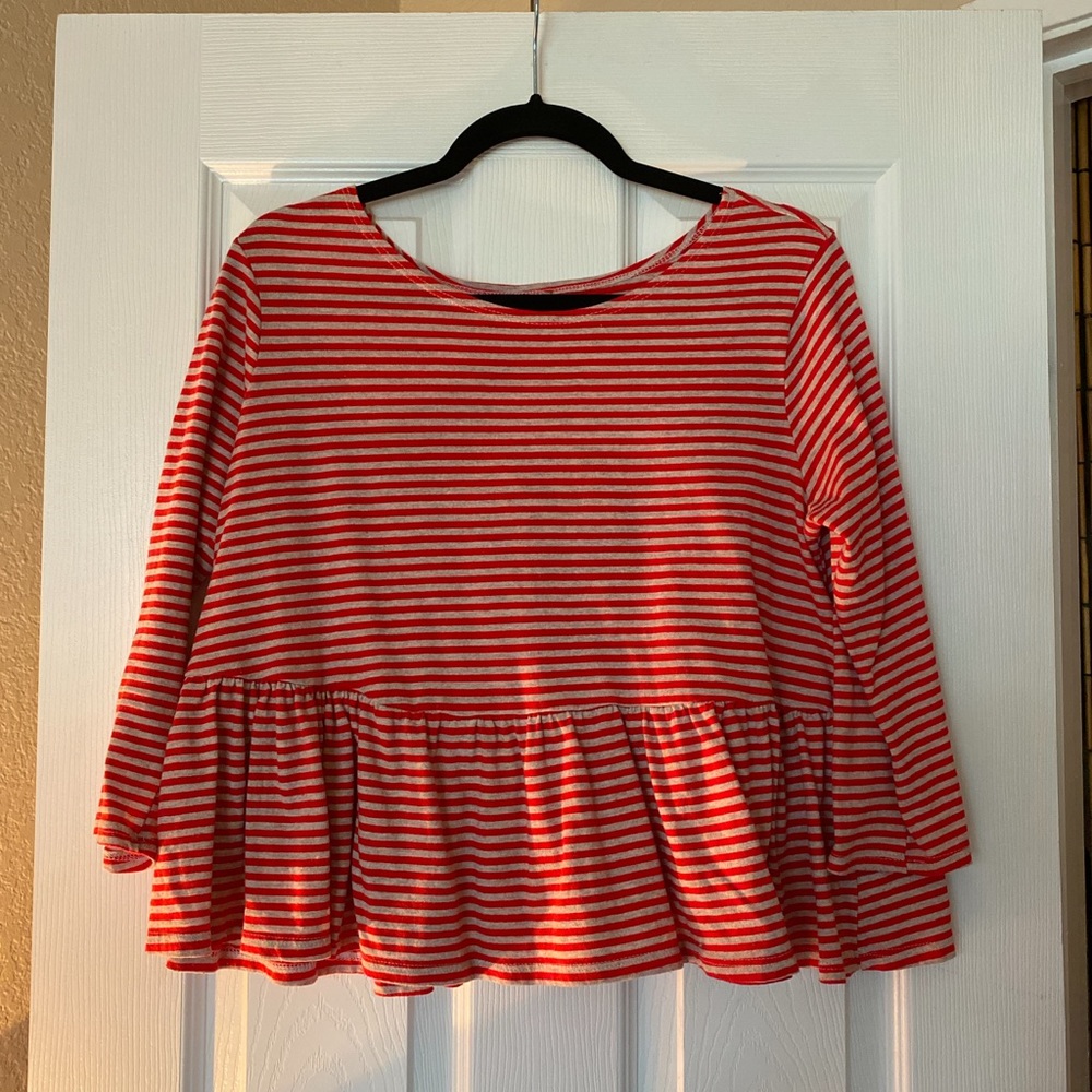 Free People Striped Ruffle Shirt